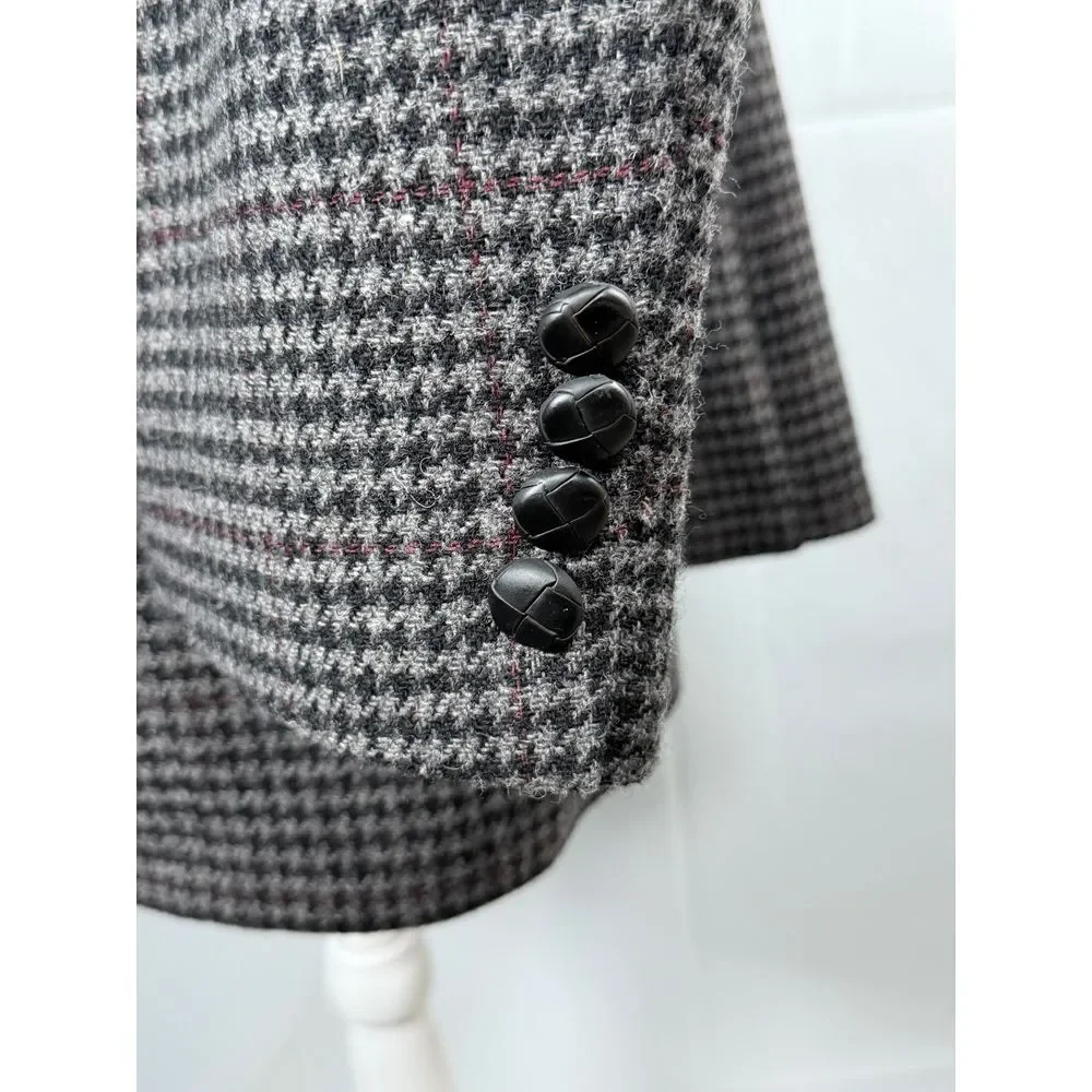 Vtg Houndstooth Blazer‎ Jacket Mens 44R Gray Lambswool Blend Eclectic Grandpa - Picture 10 of 14